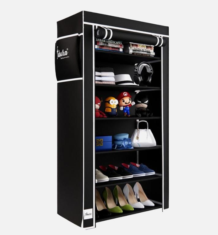 6 Rack Collapsible Wardrobe Cabinet and Shoe Rack